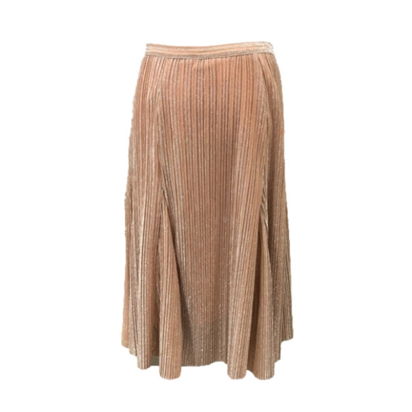 anthropologie Maeve Ambra Rose Gold Metallic Pleated Skirt M - Picture 6 of 15